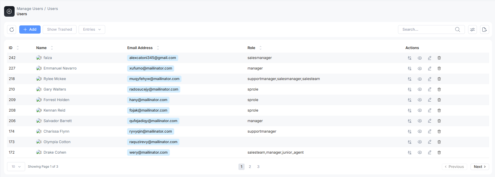 user list