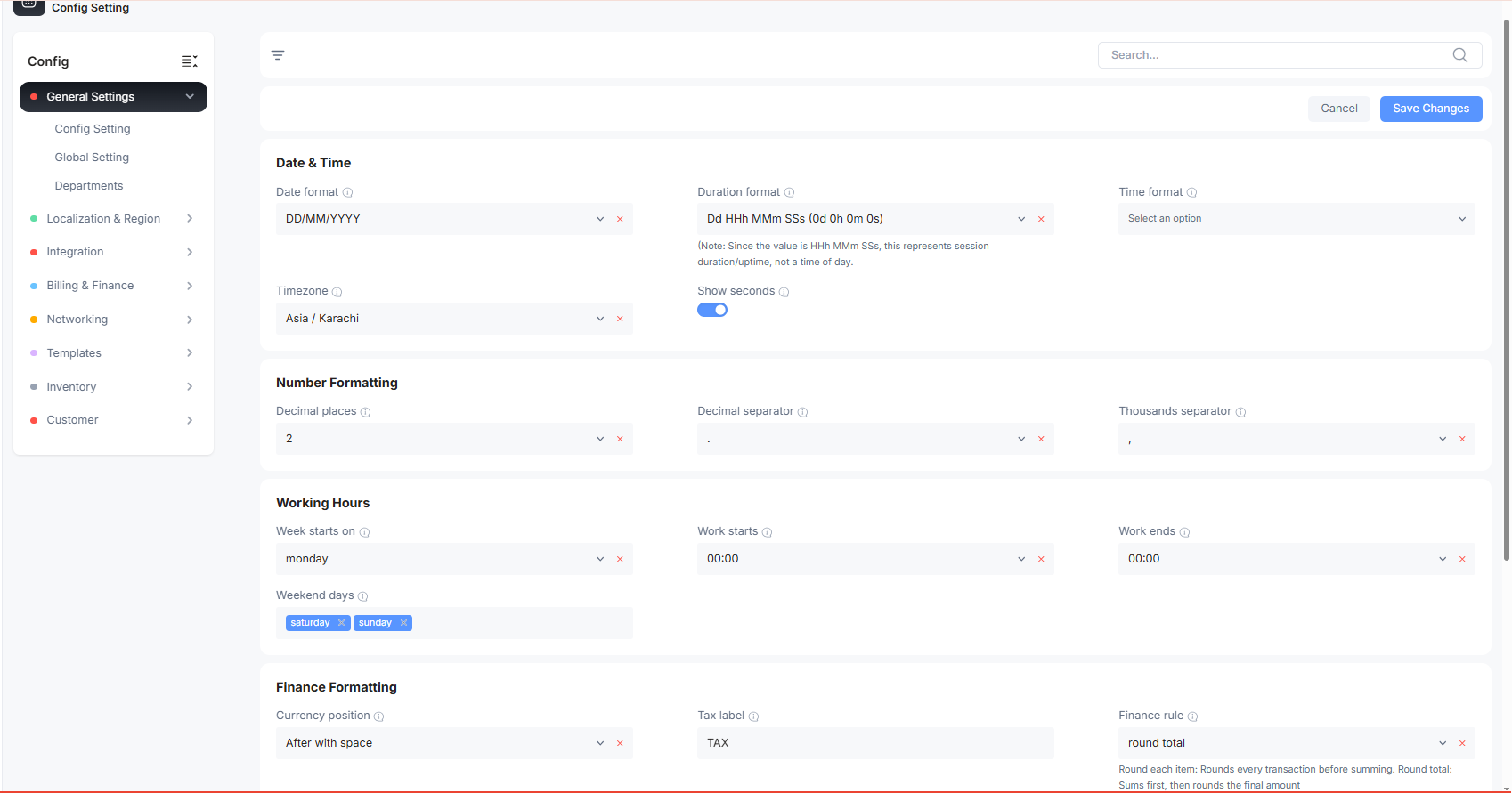 config-global settings